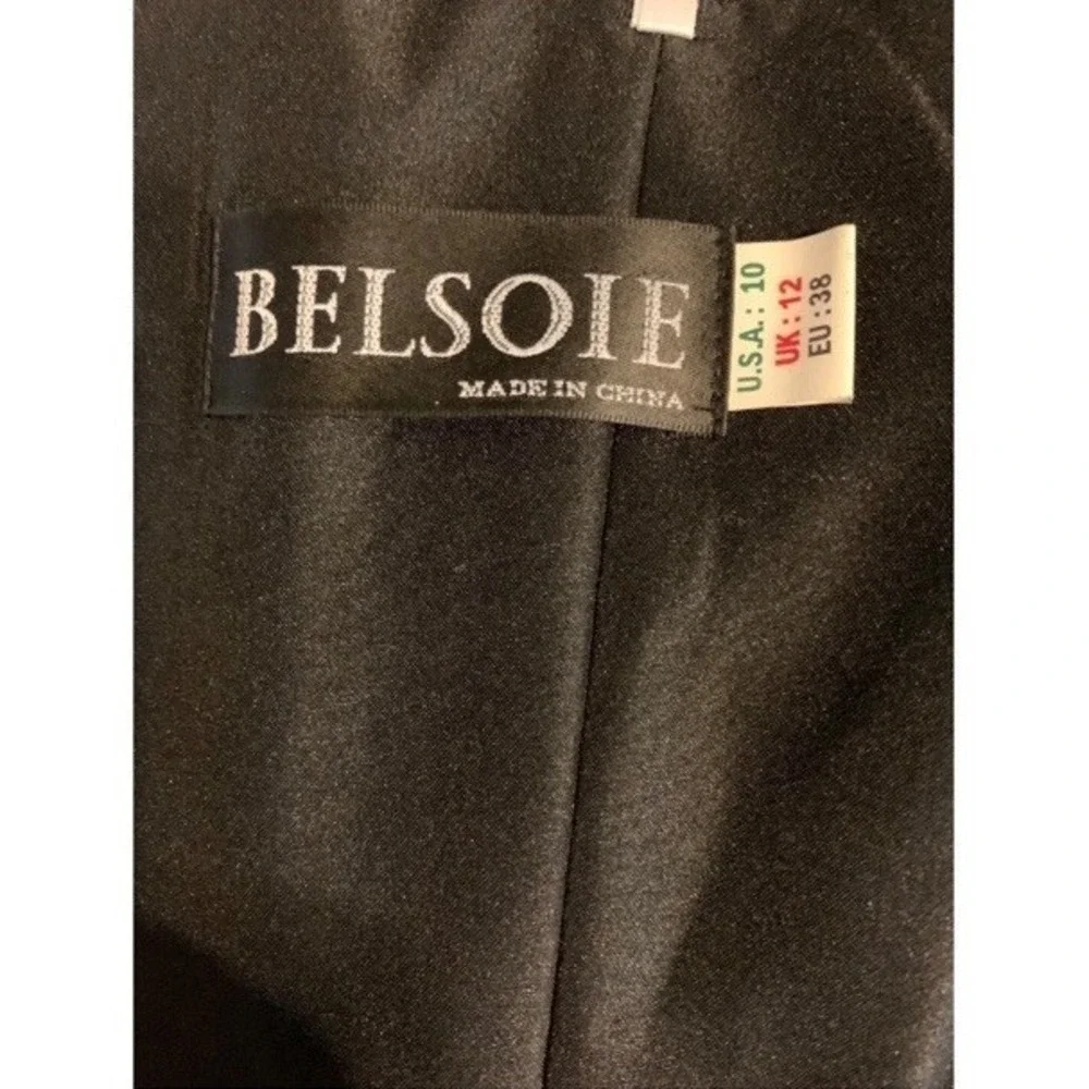Belsoie Black Strapless Formal Dress‎ 10 Satin Chiffon Empire Waist Bridesmaids